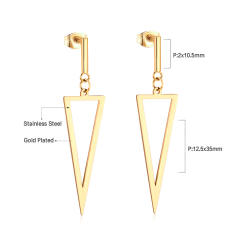 Stainless steel geometric square ring dangle earrings