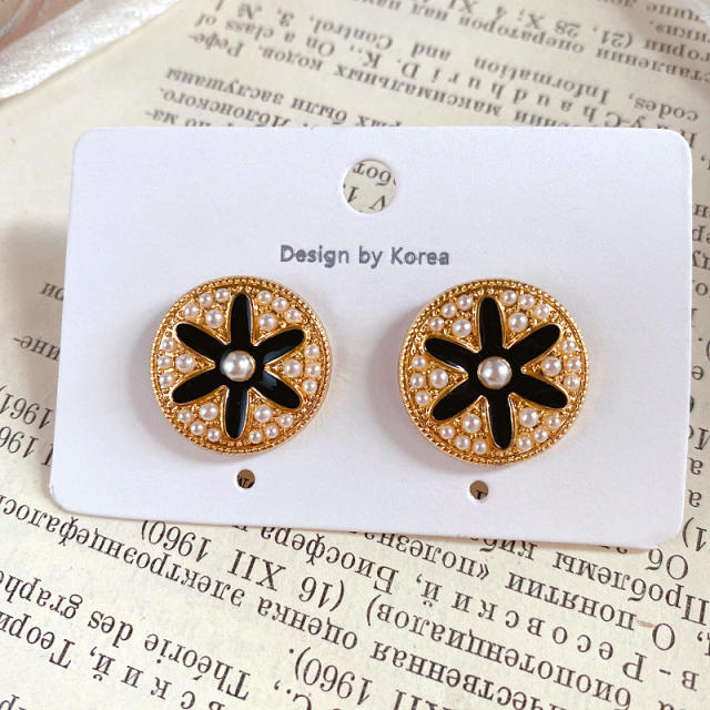 925 needle deep color series enamel ear studs