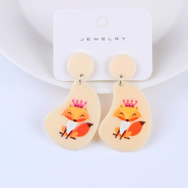 Cute animal design geometric acrylic earrings