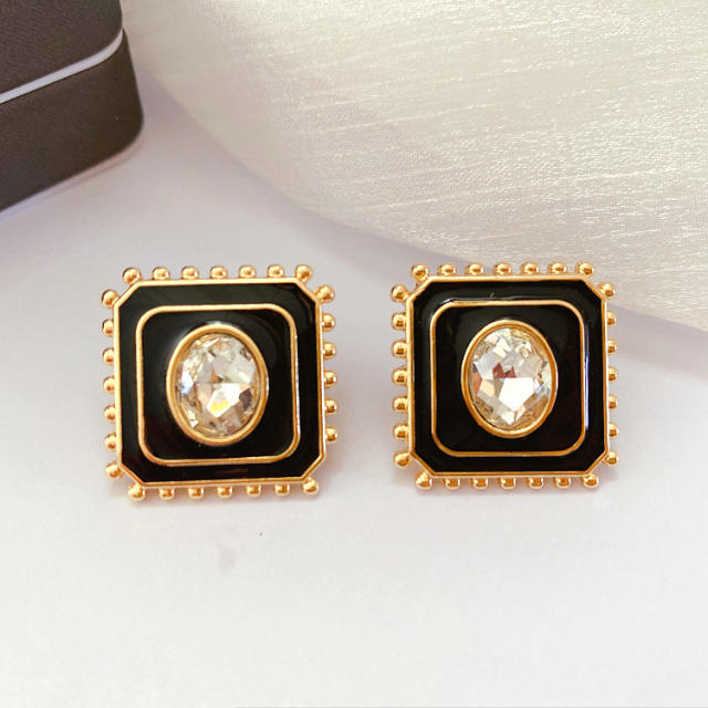 Vintage 925 needle enamel flower ear studs