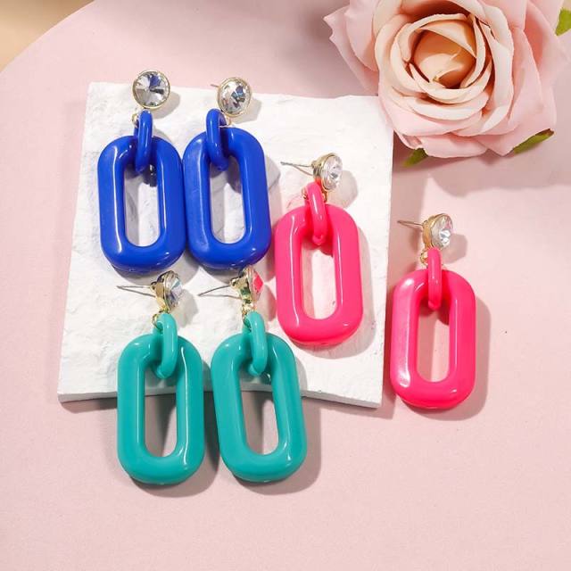 Occident fashion geometric shape candy color earrings
