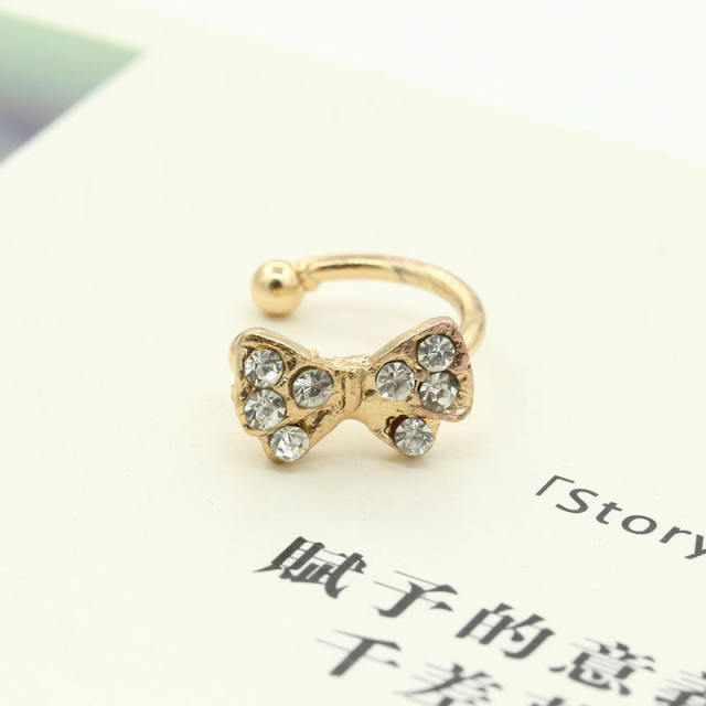 U shape diamond bow ear cuff