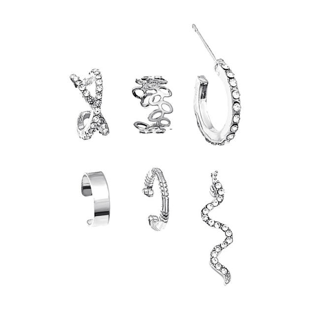 6pcs set diamond snake ear cuff