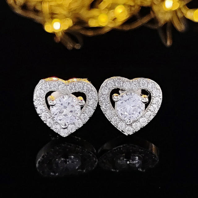 Delicate white color cubic zircon ear studs