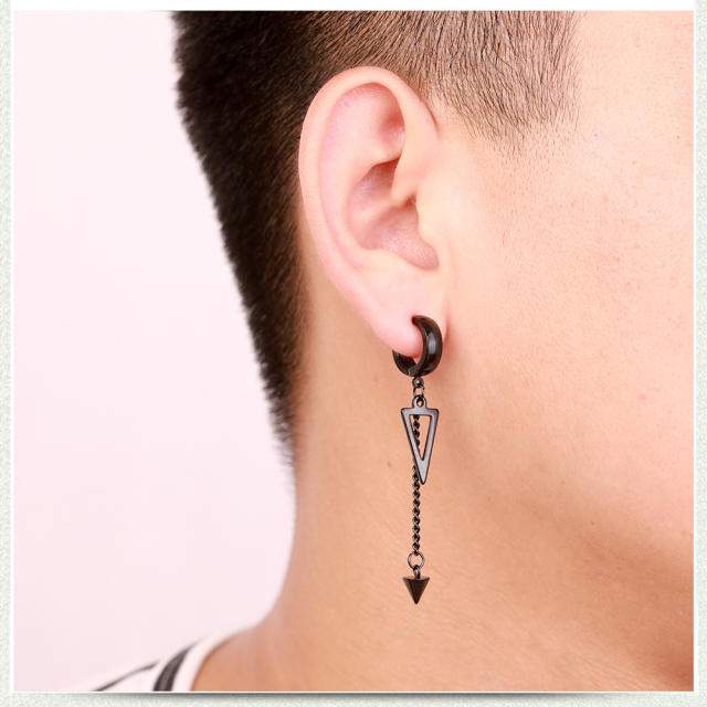 Black triangle titanium steel tassel ear clip