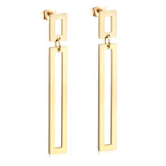 Stainless steel geometric square ring dangle earrings