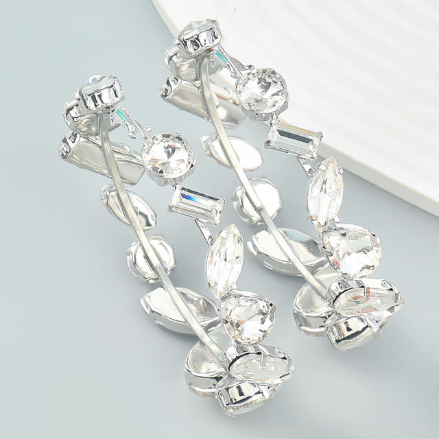 Geometric shaped glass crystal hoop earrings
