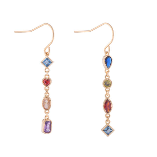Vintage colored cubic zircon dangle earrings