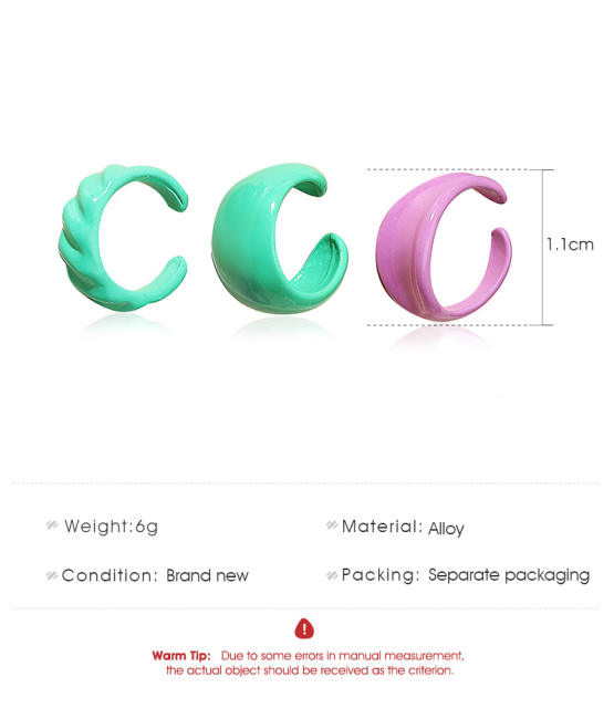 Color enamel c shape ear cuff