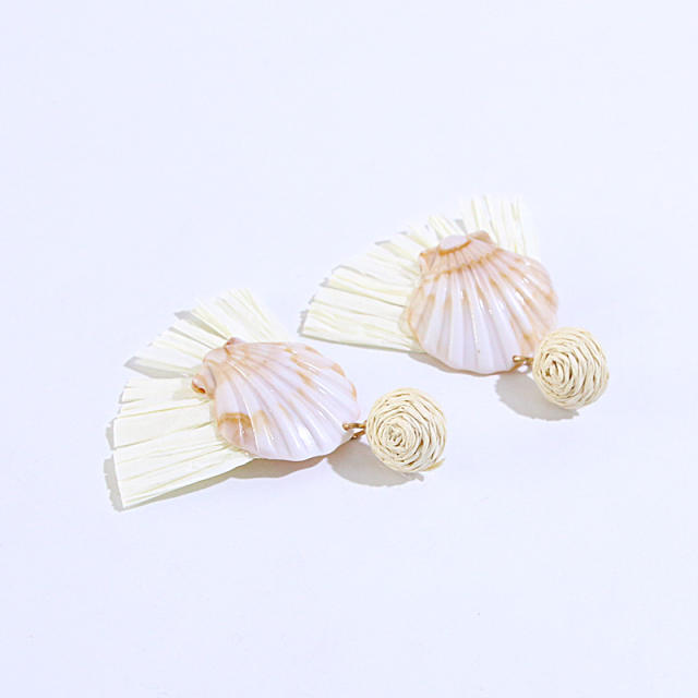 Boho fan shape shell earrings for women