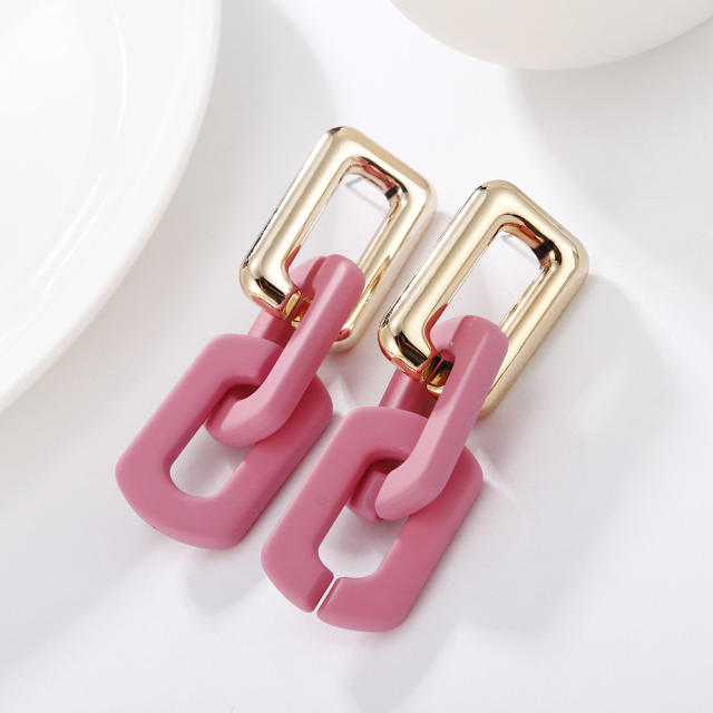 Occident fashion resin chain contrast color earrings