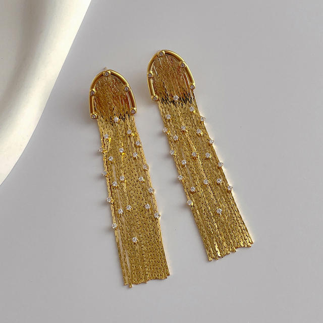 S925 needle 18KG chain tassel earrings