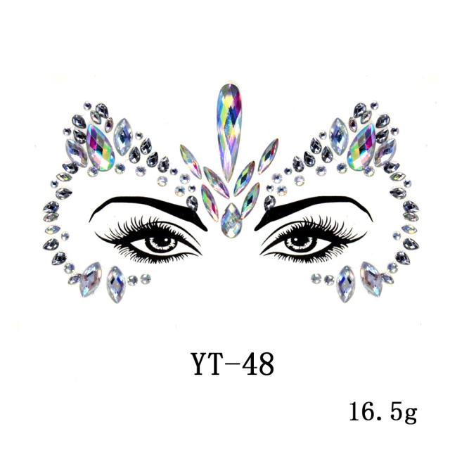 Occident fashion color resin rhinestone face stickers