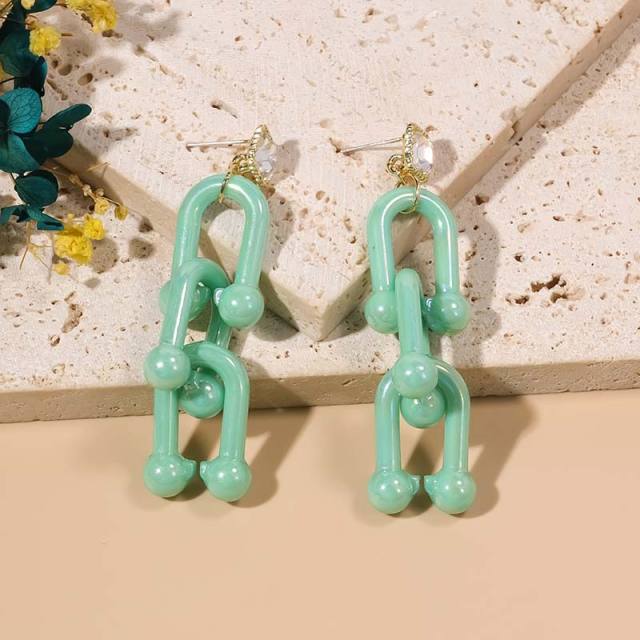 Candy color acrylic chain earrings
