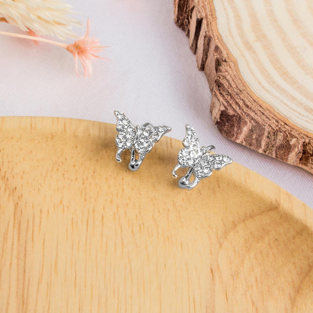 Butterfly diamond cartilage earrings ear cuff
