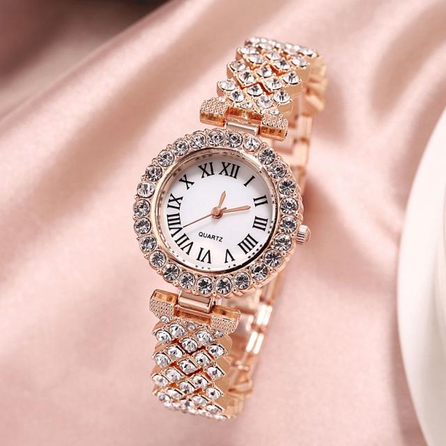 2pcs diamond bracelet women watch set