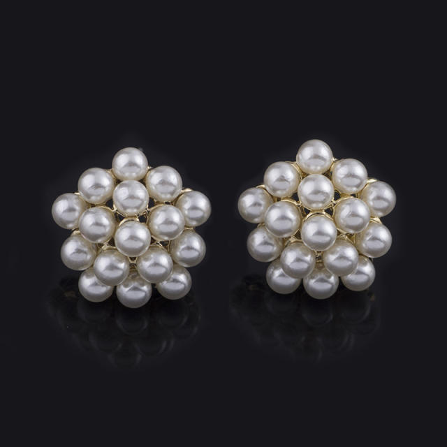 Pearl beaded clip on earrings