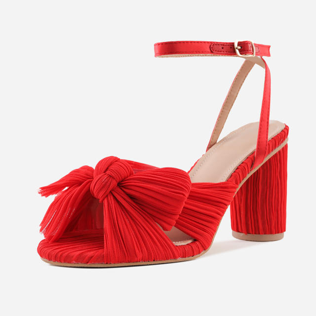 Elegant bow block heels sandals