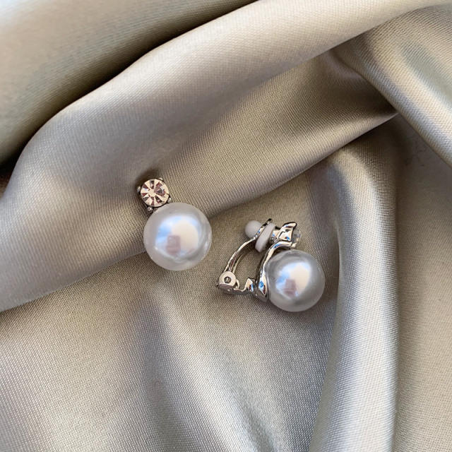 Chic pearl diamond clip on earrings