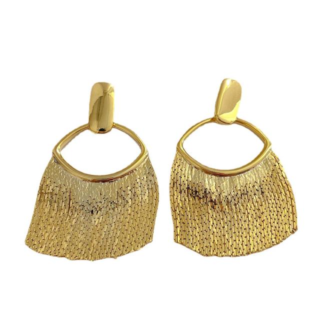 S925 needle 18KG short tassel earrings