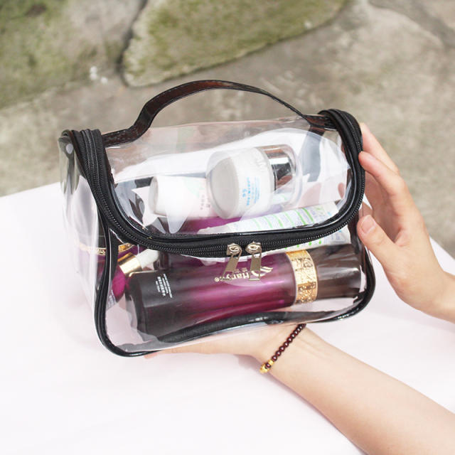 Large capacity clear PVC cosmetic bag