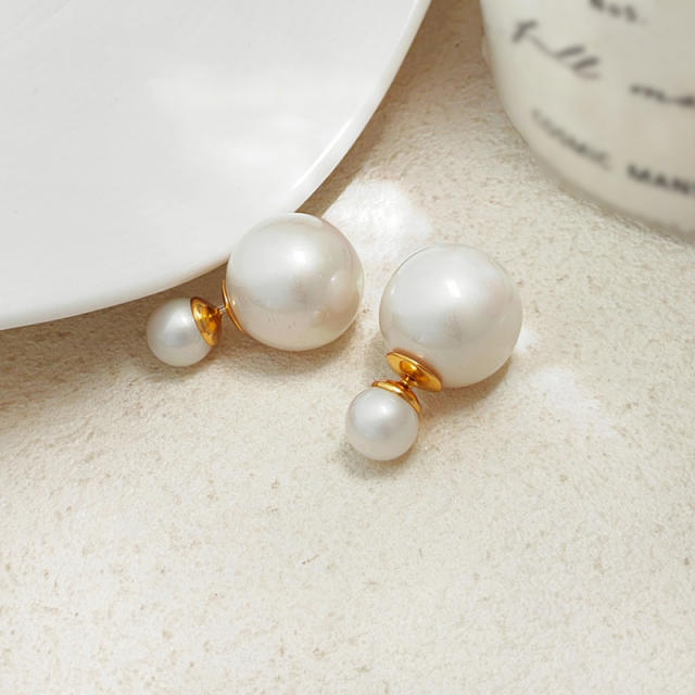 S925 sterling silver needle resin ball ear studs