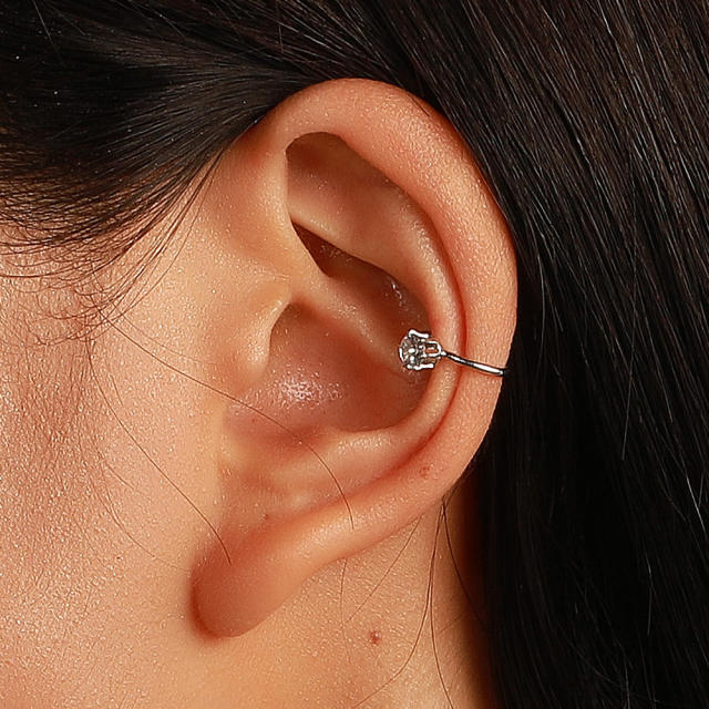 Silver color diamond ear cuff