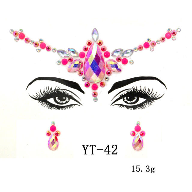 Occident fashion color resin rhinestone face stickers