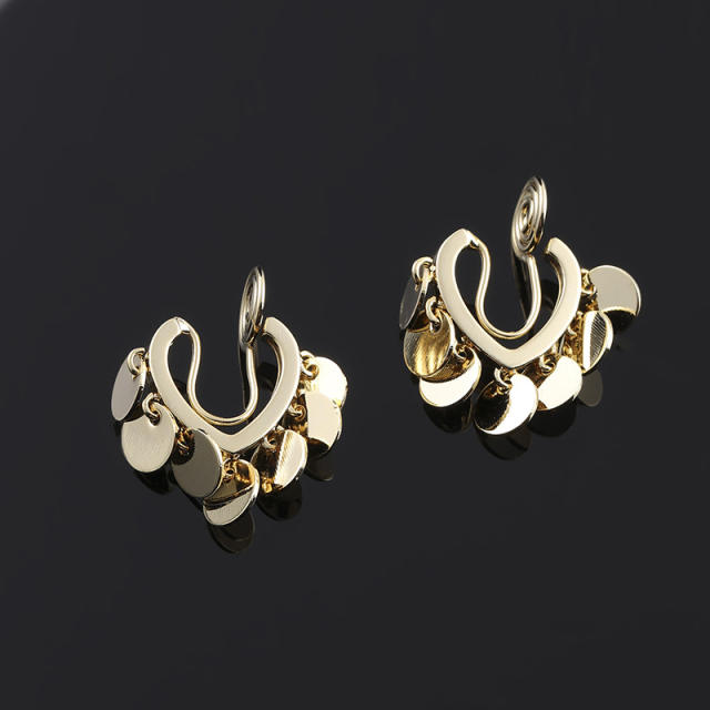 Tassel heart clip on earrings