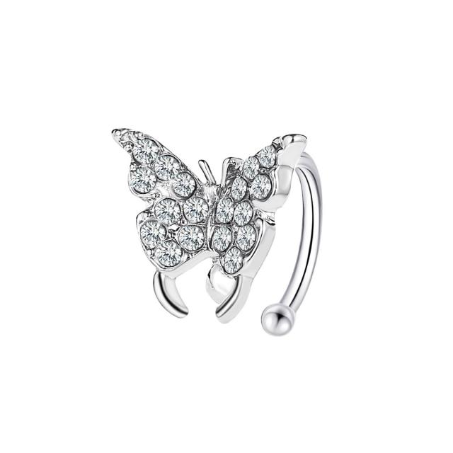 Diamond butterfly ear cuff ear studs