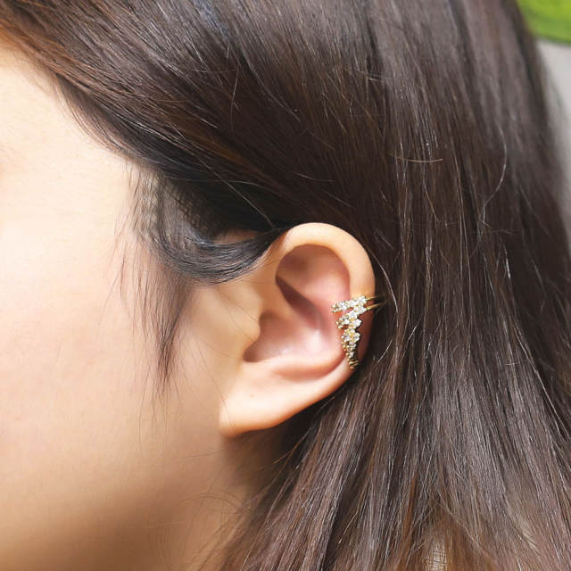 Diamond angel wing clip on earrings