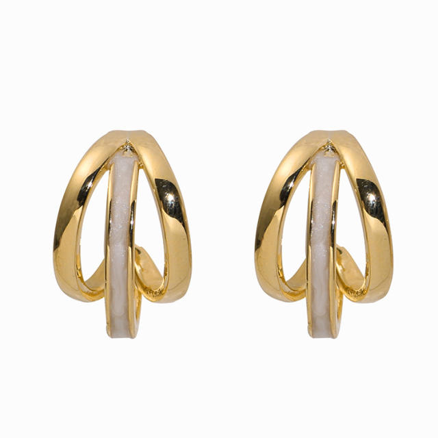 Hollow C shaped clip on earrings