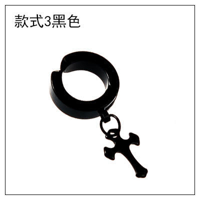 Black titanium steel unisex ear clip