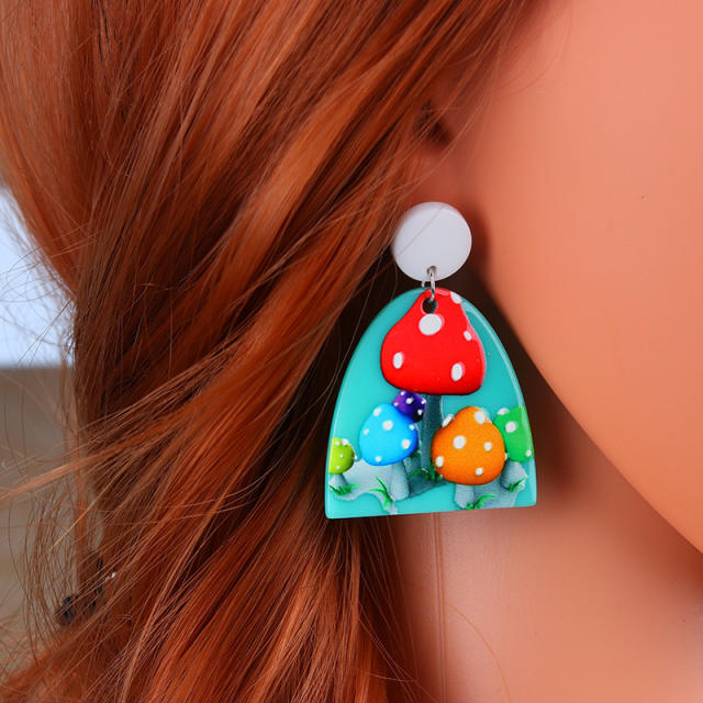 Cute animal design geometric acrylic earrings