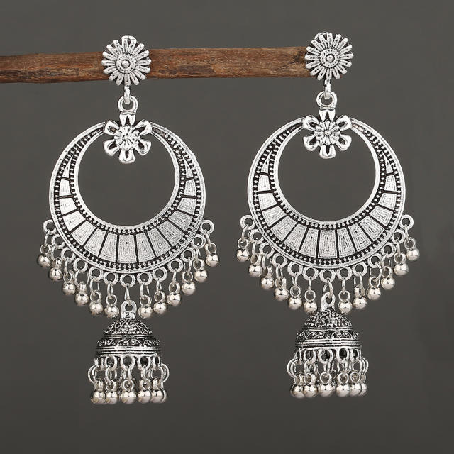 Vintage tiny metal beads jhumka earrings