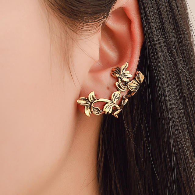 Vintage leaf ear cuff