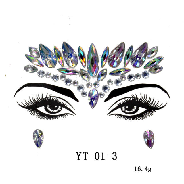 Occident fashion color resin rhinestone face stickers