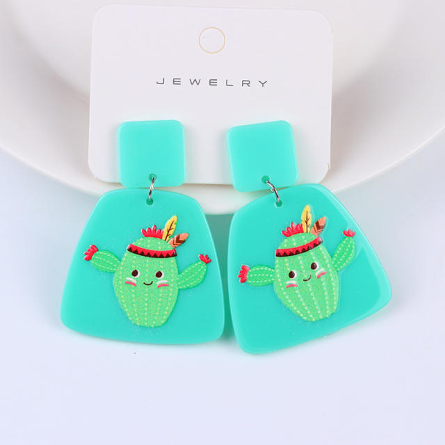 Cute animal design geometric acrylic earrings