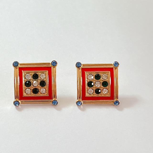 925 needle enamel ear studs vintage