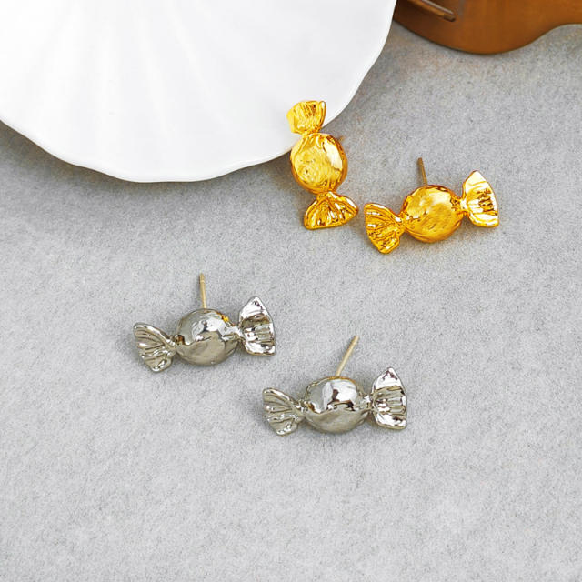 S925 sterling silver needle cute candy shape ear studs