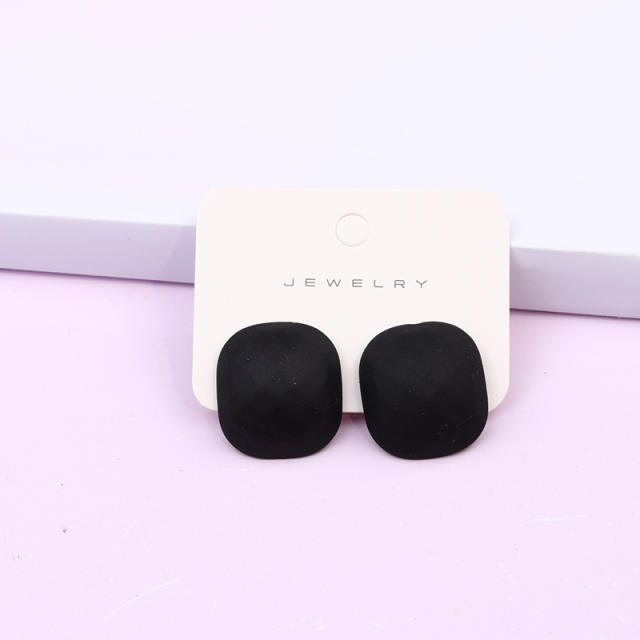 Concise candy color square shape ear match ear studs