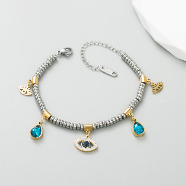 INS creative beads evil eye charm stainless steel bracelet