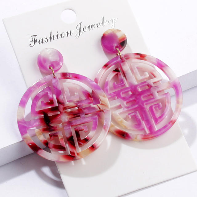 Chinese style graceful personality acetate plate earrings