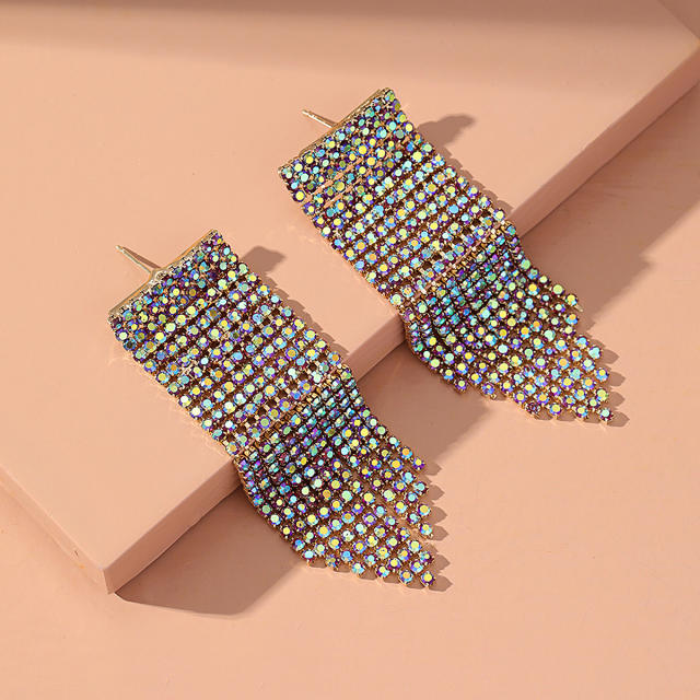 Rhinestone tassel personality party earrings