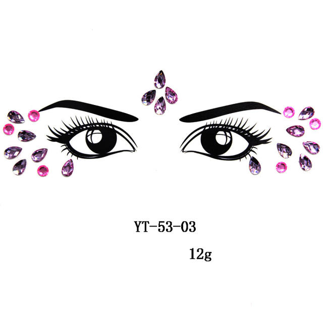 Occident fashion color resin rhinestone face stickers