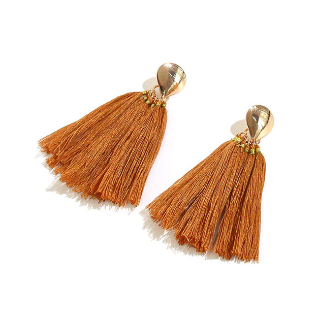 Boho brown color tassel women earrings