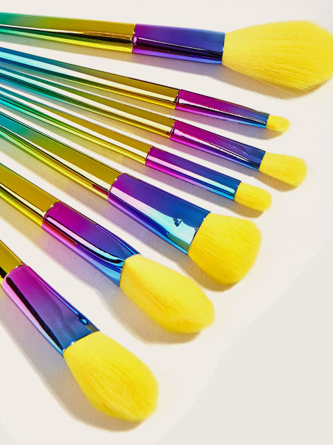 7pcs yellow color makeup brushes set