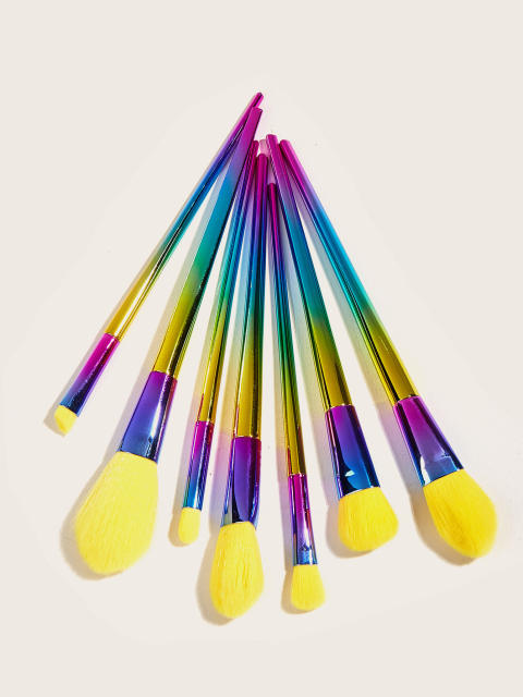 7pcs yellow color makeup brushes set