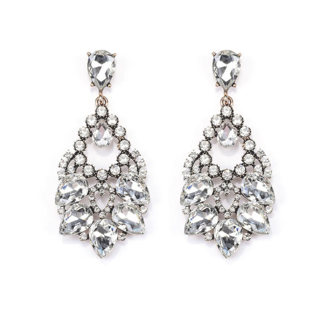 Luxury color glass crystal drop earrings for women