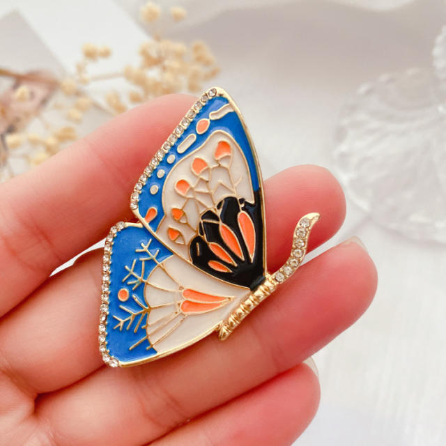 Vintage enamel butterfly ear studs brooch